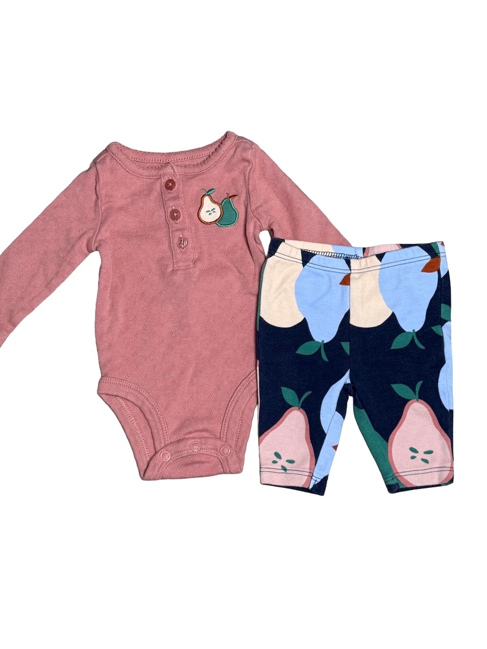 Carter's Baby Newborn NB Pear Bodysuit & Leggings 2 Piece Set Pink